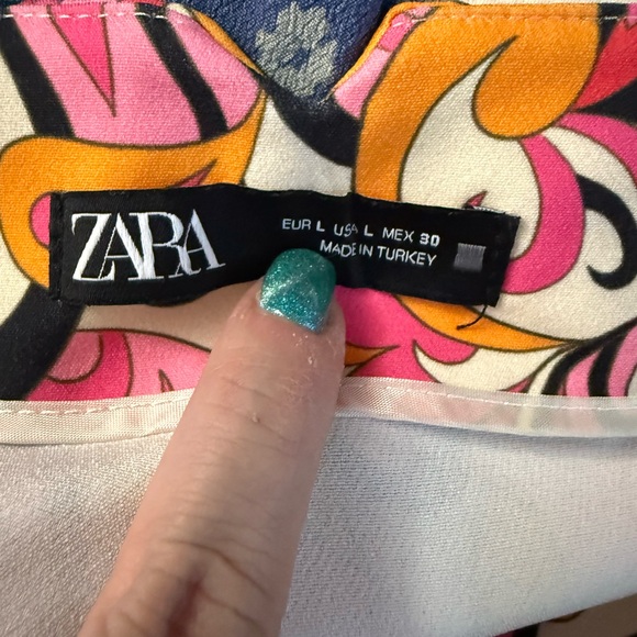 Zara Paisley and Floral 70s-Inspired Straight Leg Pants, Size L - Picture 3 of 3